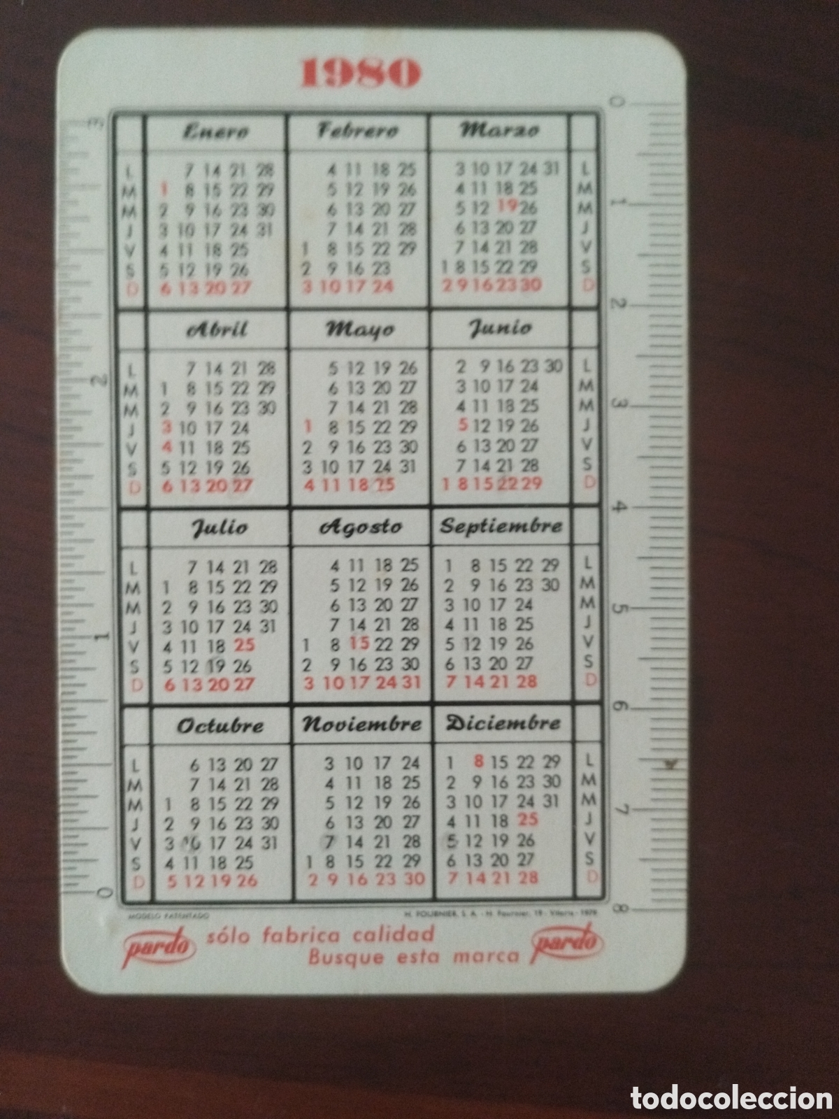 Collezionismo Calendari: Calendario fournier pardo a&ntilde;o 1980/1981