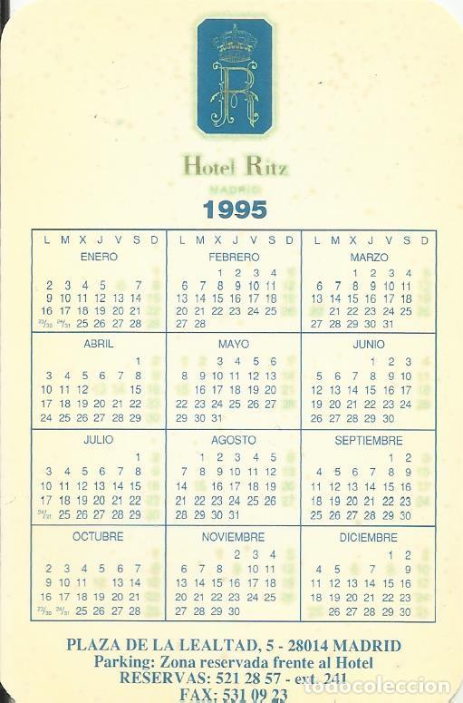 Coleccionismo calendarios: Calendario de bolsillo. Hotel Ritz. 1995. Madrid. 10x6,5 cm.