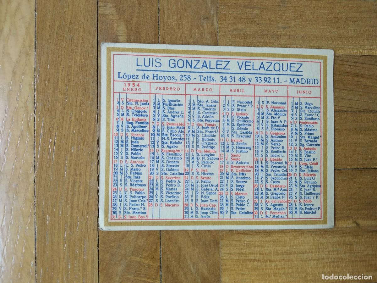 Collectables Calendars: CALENDARIO PUBLICITARIO SUMINISTROS PARA JOYEROS LUIS GONZALEZ VELAZQUEZ A&Ntilde;O 1954 VER FOTOS