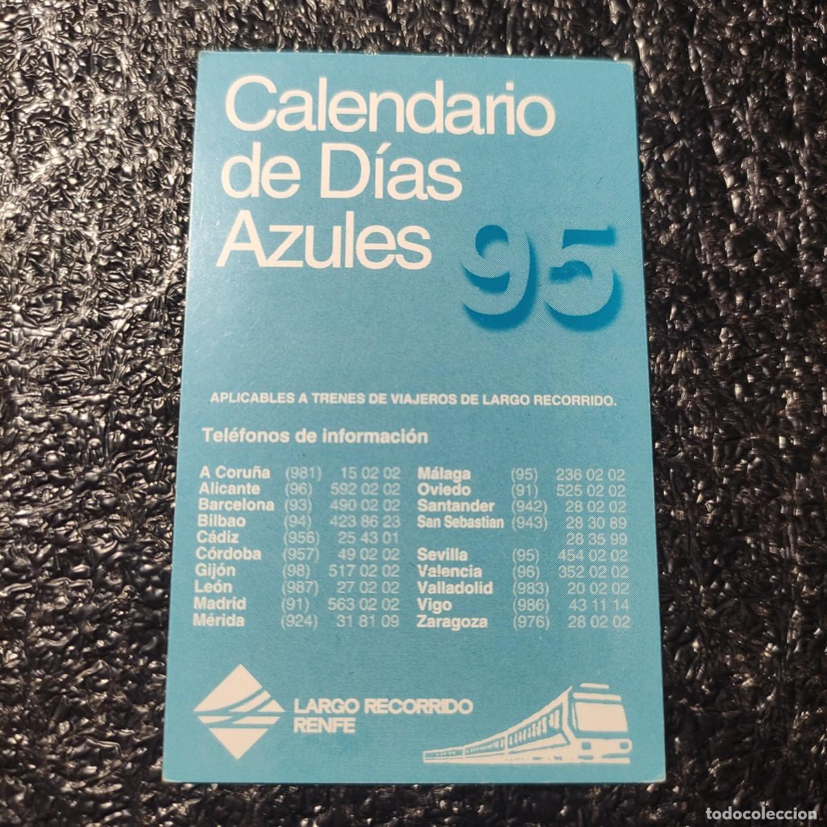 Coleccionismo calendarios: CALENDARIO RENFE . TREN DIAS AZULES 1995 .TRENES ** T0