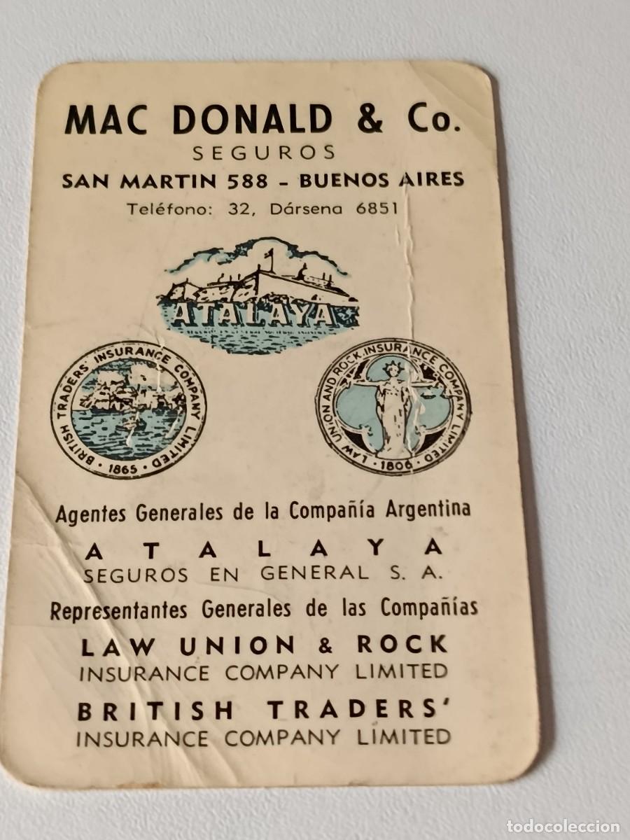 Coleccionismo calendarios: CALENDARIO DE BOLSILLO O ALMANAQUE MAC DONALD & CO DE SEGUROS 1952