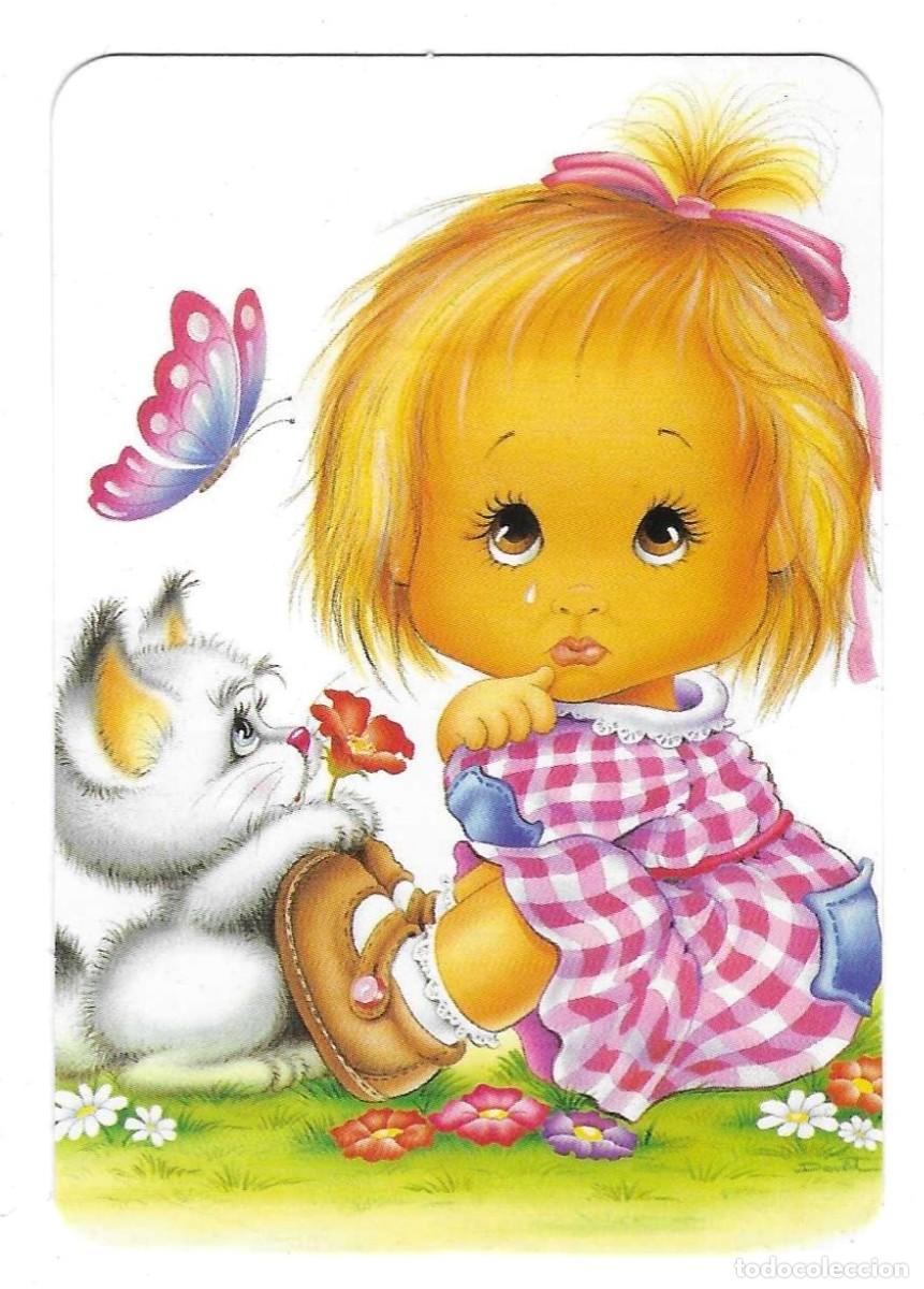 Coleccionismo calendarios: Calendario a&ntilde;o 2005. serie rr n&ordm; 70. Dibujo. Ni&ntilde;a y Gato. ref. 11-05rr70
