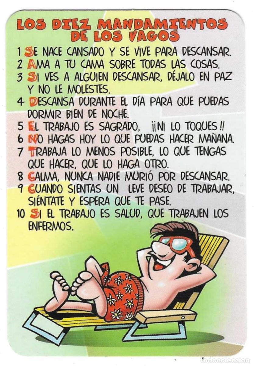 Coleccionismo calendarios: Calendario a&ntilde;o 2005. serie rr n&ordm; 77. Los 10 mandamientos de los vagos. ref. 11-05rr77
