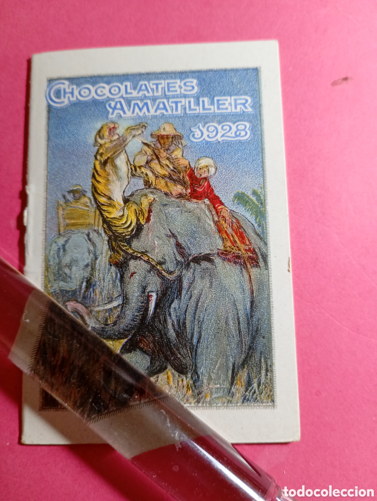 Coleccionismo calendarios: IMPRESIONANTE Y DIMINUTO CALENDARIO COLOR CHOCOLATES AMATLLER 1928 CON REPRODUCCIONES DE CROMOS