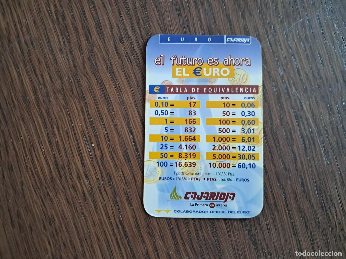 Coleccionismo calendarios: calendario de publicidad, conversor euros a pestas, cajaRioja, a&ntilde;o 2002.
