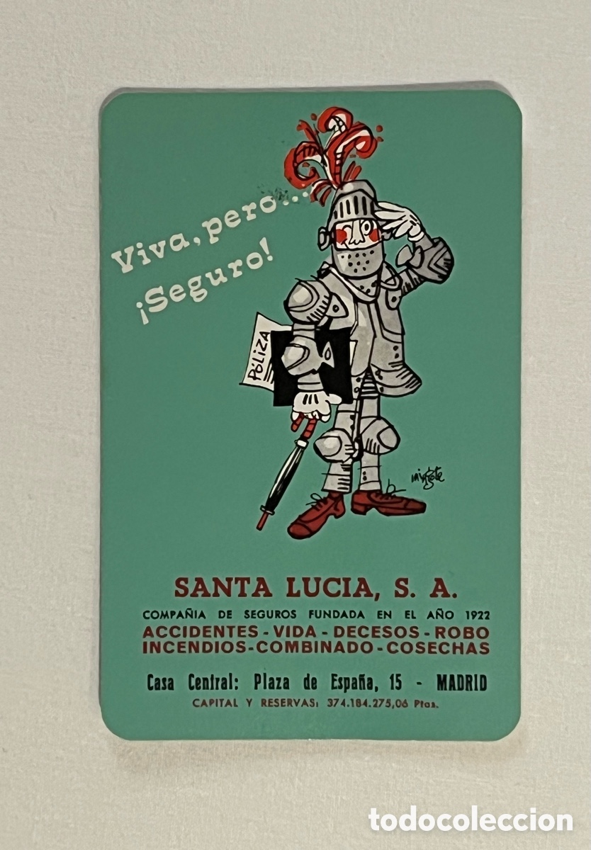 Coleccionismo calendarios: SANTA LUC&Iacute;A. Calendario de bolsillo FOURNIER (a.1972)