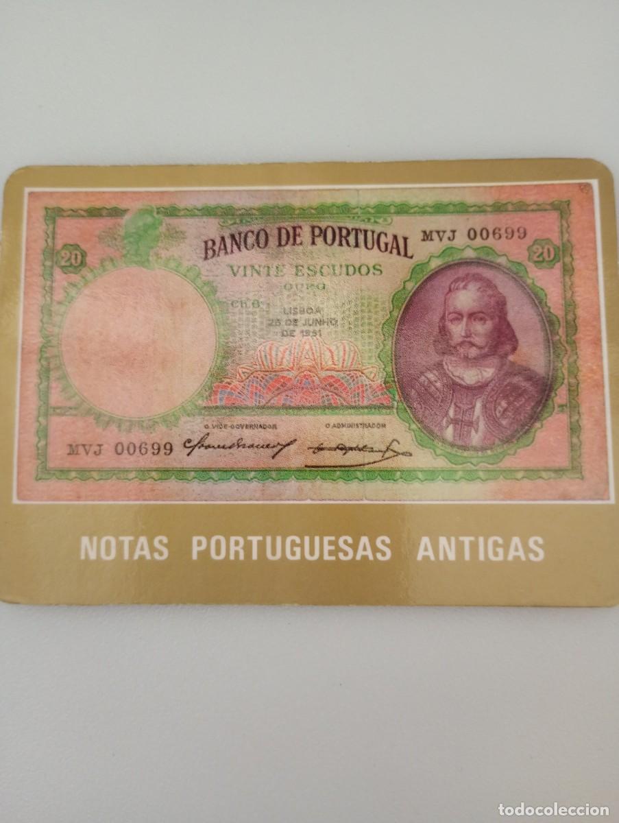 Coleccionismo calendarios: Calendario Portugal 1985 Billetes 20 Escudos