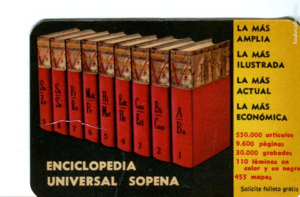 Coleccionismo calendarios: Calendario Publicitario de Bolsillo - Editorial Ram&oacute;n Sopena. Enciclopedia Universal - A&ntilde;o 1964