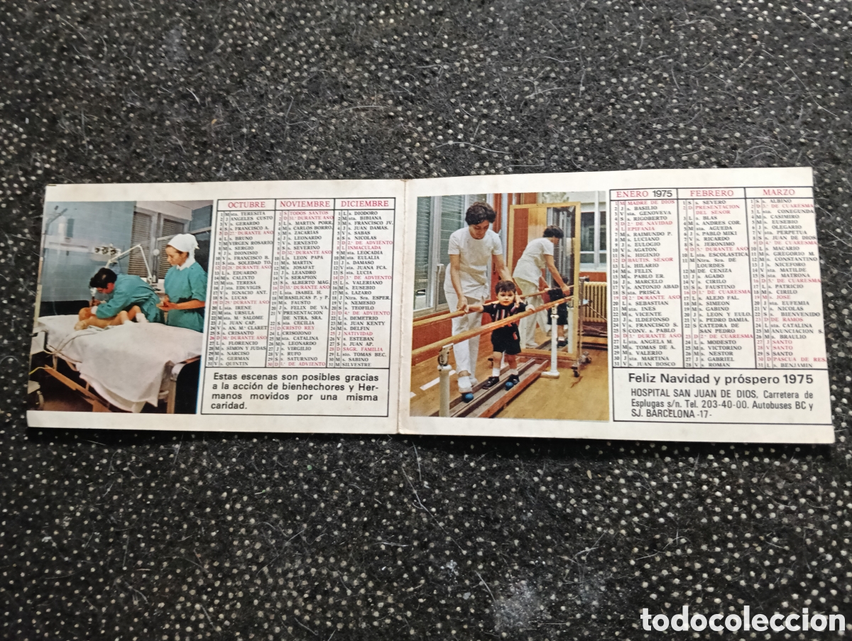 Coleccionismo calendarios: Calendario 1975 Hospital San Juan de Dios Barcelona