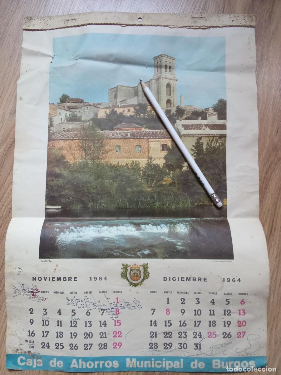 Coleccionismo calendarios: Hoja de calendario 1964 Caja de Ahorros Municipal de Burgos. Pampliega