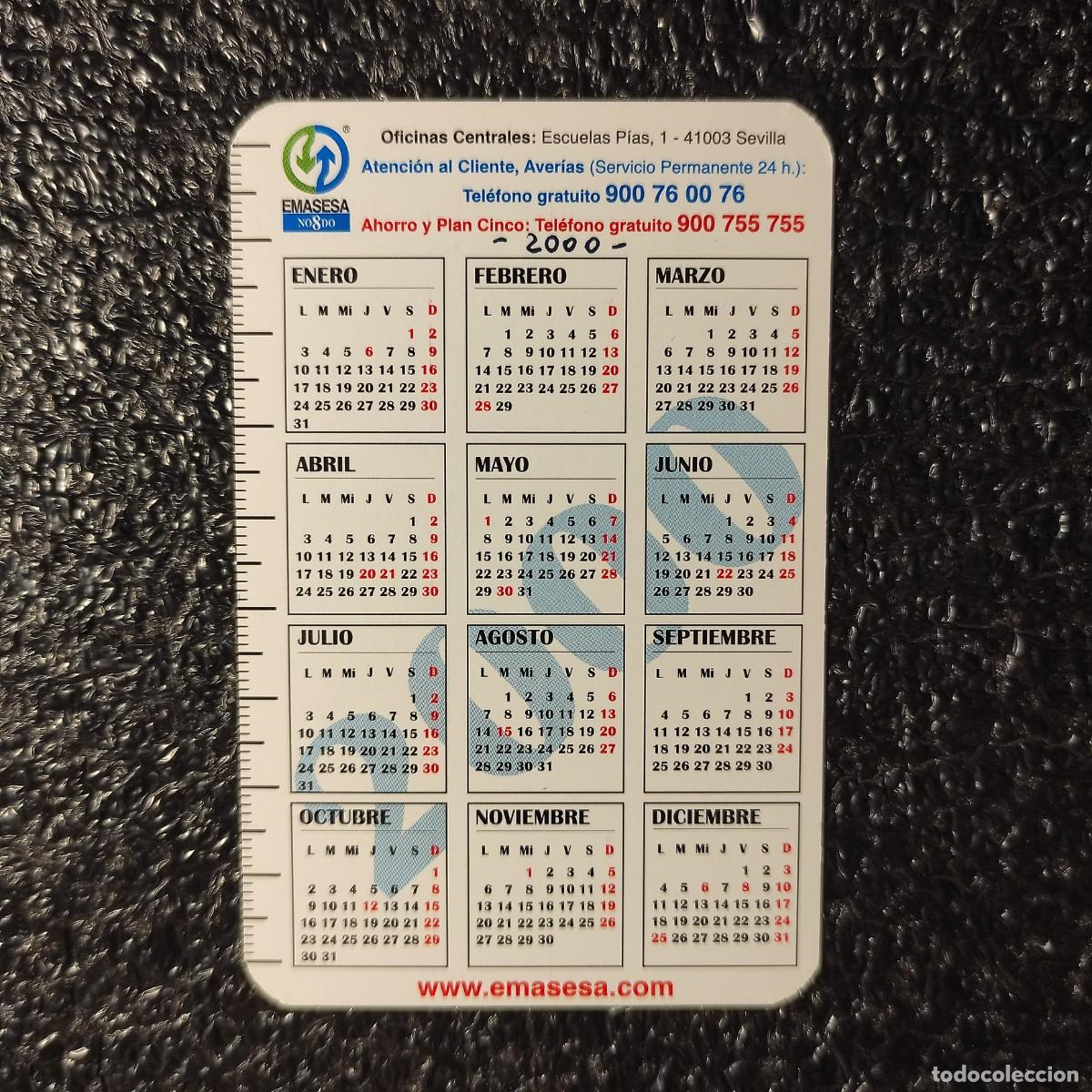 Coleccionismo calendarios: CALENDARIO BOLSILLO - EMASESA - 2000 - T2 - Foto 2