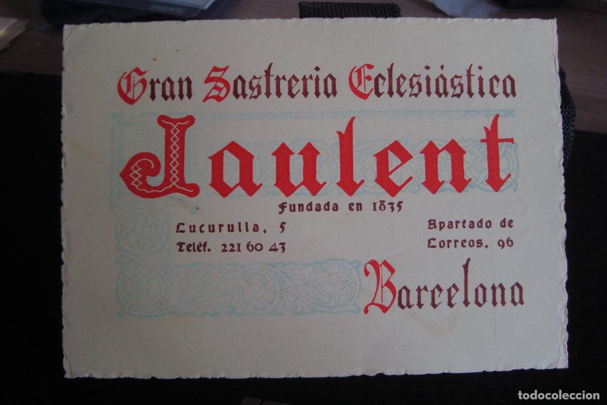 Coleccionismo calendarios: ANTIGUA TARJETA COMERCIAL CALENDARIO. SASTRERIA ECLESIASTICA JAULENT BARCELONA 1966.