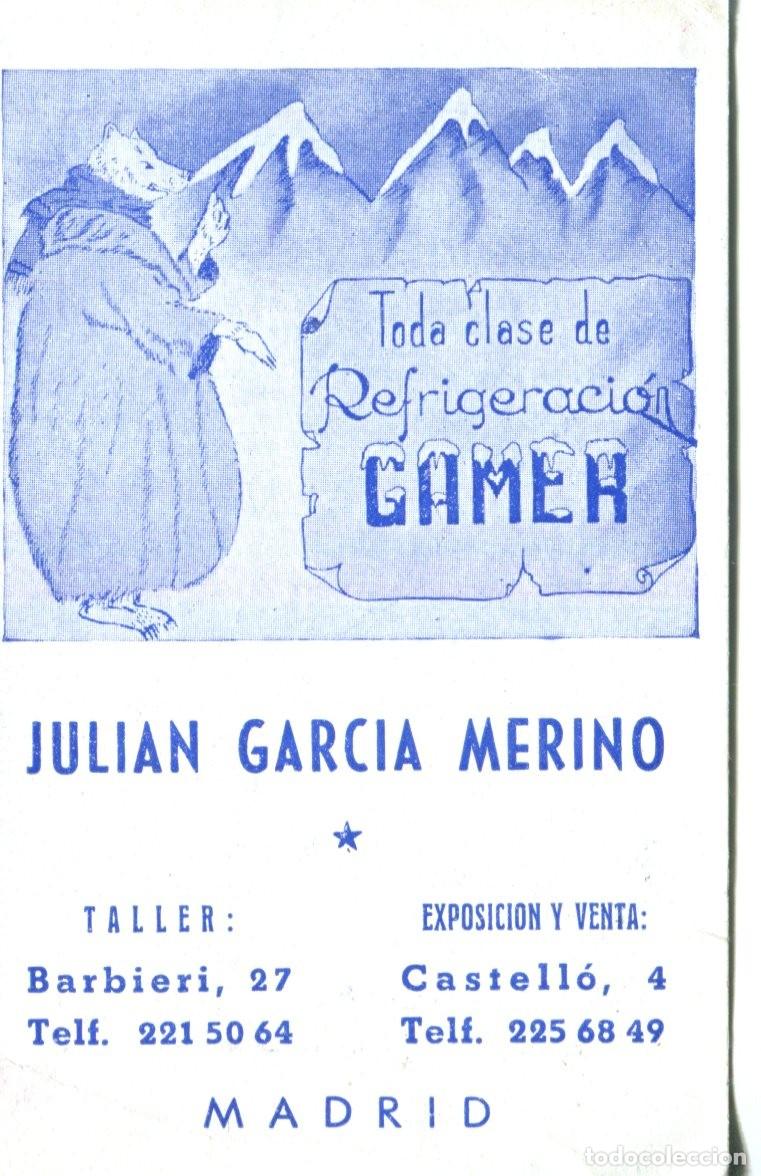 Coleccionismo calendarios: CALENDARIO DE BOLSILLO PUBLICITARIO - A&Ntilde;O 1961 - REFRIGERACION GAMER EN MADRID