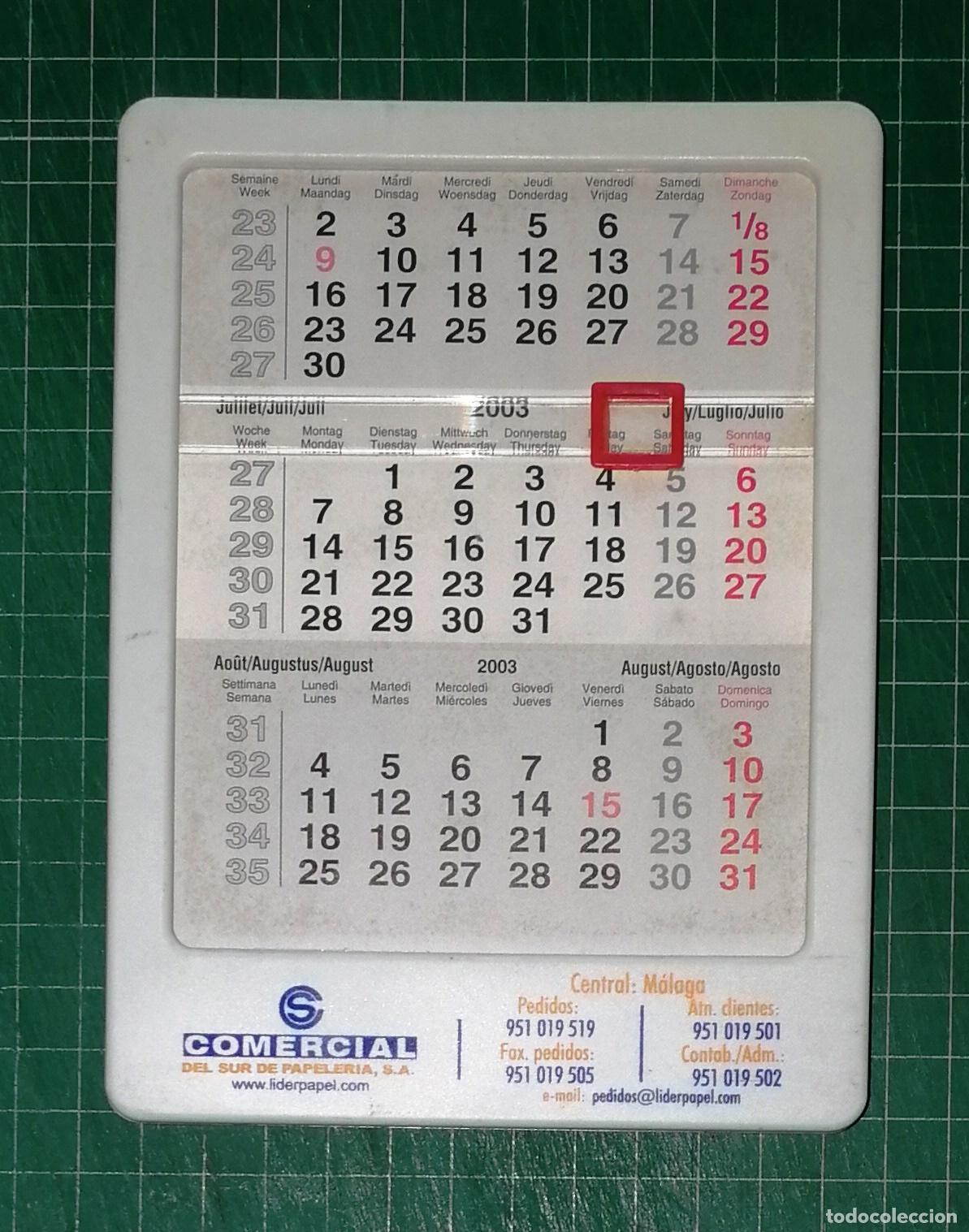 Coleccionismo calendarios: CALENDARIO DE SOBREMESA. PUBLICIDAD. Comercial del Sur de Papeler&iacute;a. Junio de 2003 diciembre de 2004