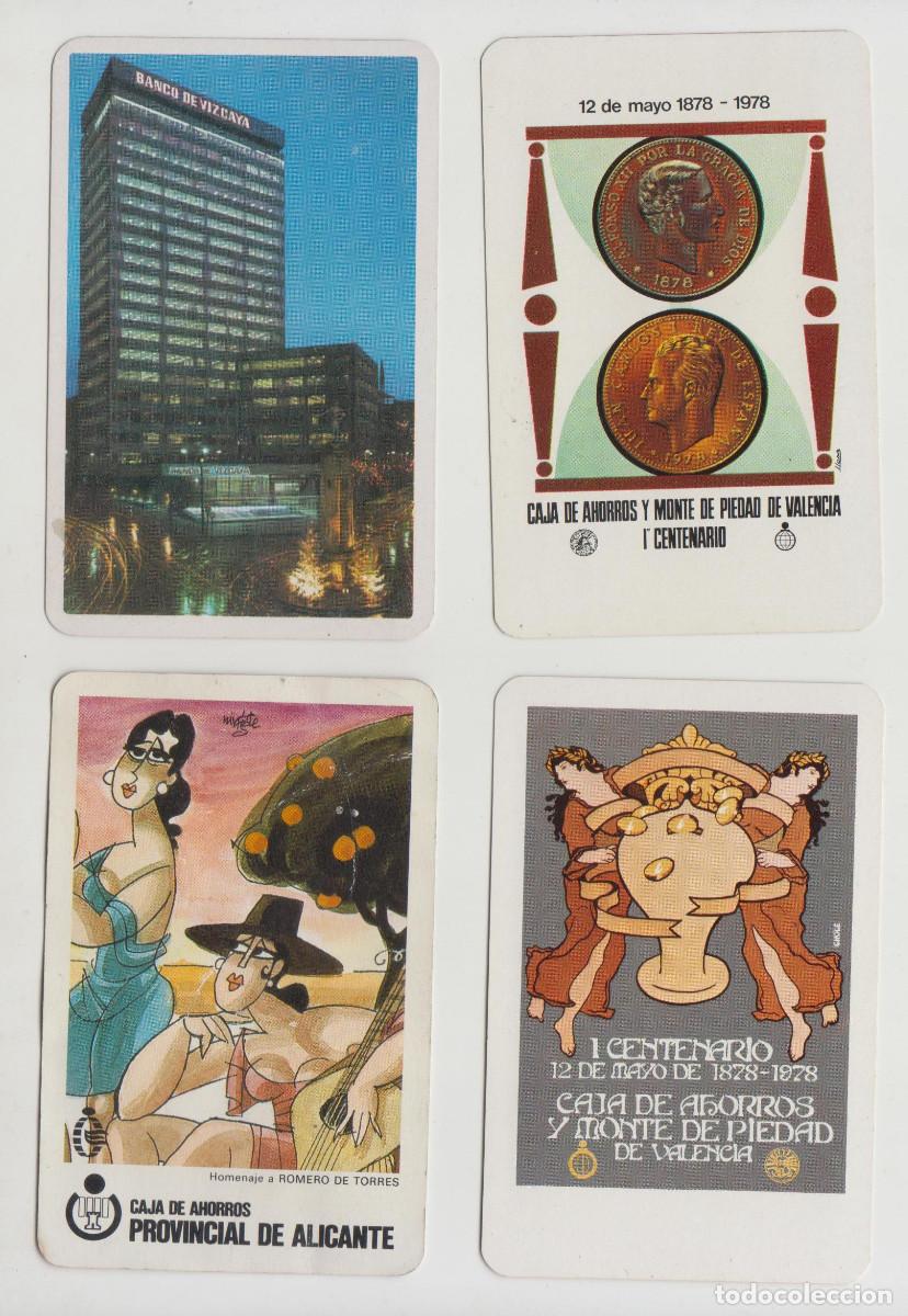 Coleccionismo calendarios: 4 calendarios de bolsillo Heraclio Fournier BANCOS, CAJAS, 1970-1990, CAJA AHORROS VALENCIA, VIZCAYA
