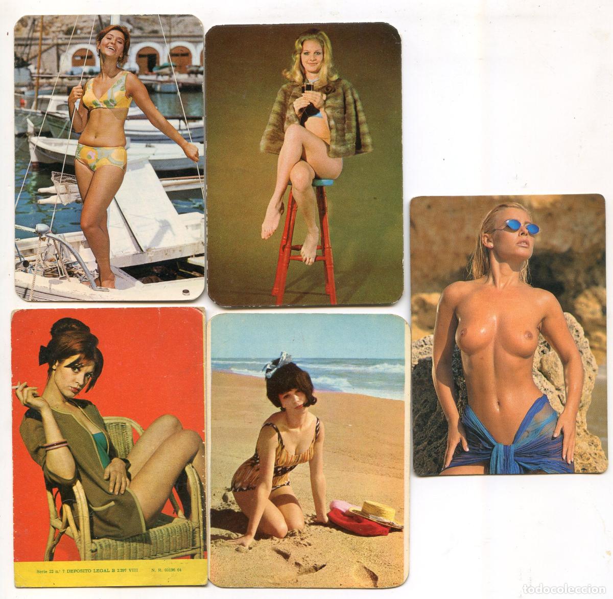 Coleccionismo calendarios: Lote 5 calendarios de chicas de comercios de M&aacute;laga de los a&ntilde;os 70
