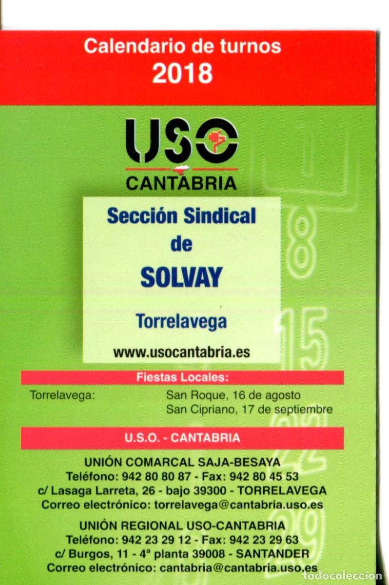 Coleccionismo calendarios: CALENDARIO SINDICATO A&Ntilde;O 2018 USO UNION SINDICAL OBRERA DE CANTABRIA (Solvay en Torrelavega)