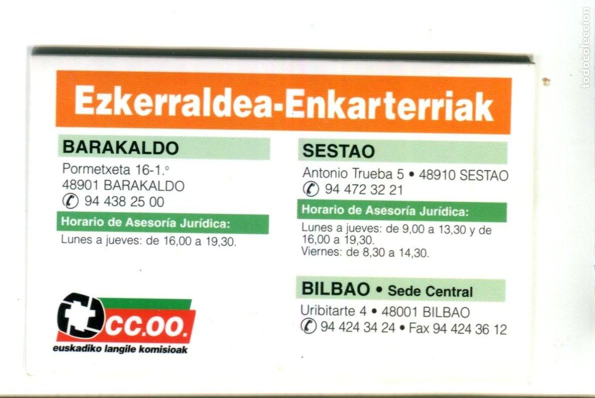 Coleccionismo calendarios: CALENDARIO POL&Iacute;TICO SINDICATO CCOO. EZKERRALDEA - ENKARTERRIAK A&Ntilde;O 2002