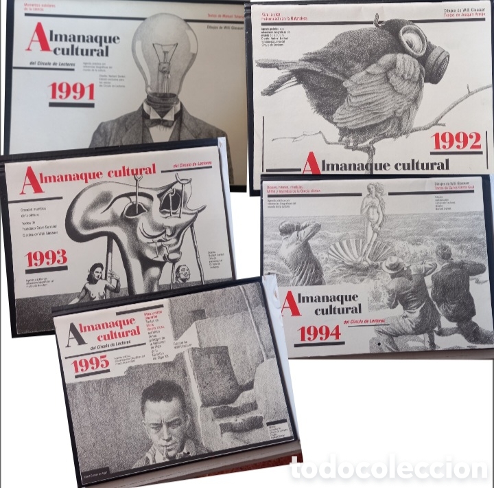 Coleccionismo calendarios: Lote de 5 almanaques-calendario culturales, 91-95