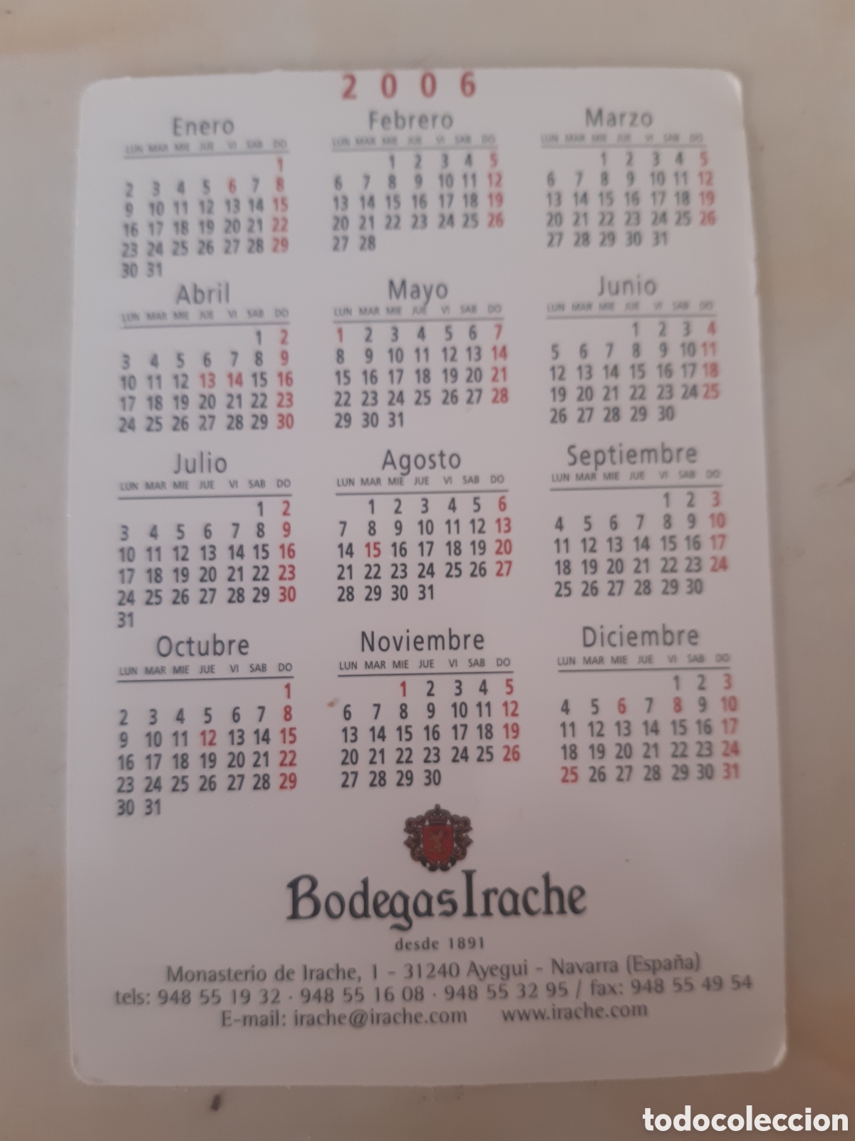 Coleccionismo calendarios: Calendario Bodegas Irache 2006 - Foto 2