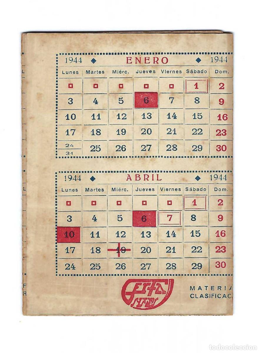 Collectionnisme Calendriers: CALENDARIO 1944. GERFA. MATERIALES PARA CLASIFICACI&Oacute;N Y ARCHIVO