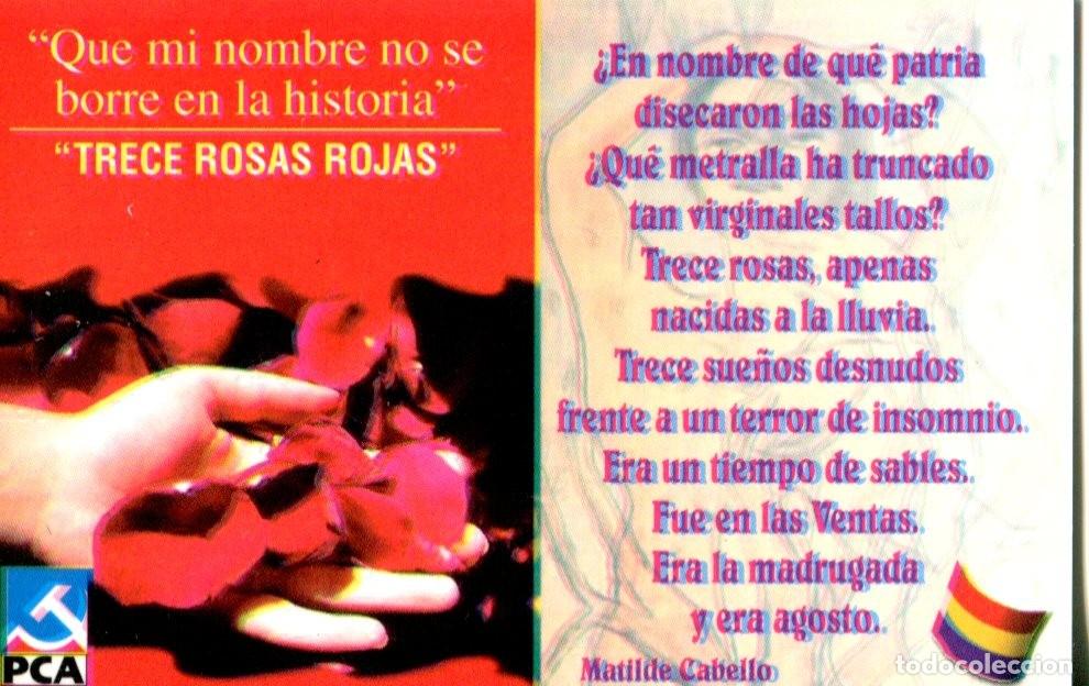 Collezionismo Calendari: CALENDARIO POLITICO 2008 - PCA. PARTIDO COMUNISTA DE ASTURIAS. MIERES - TRECE ROSAS ROJAS