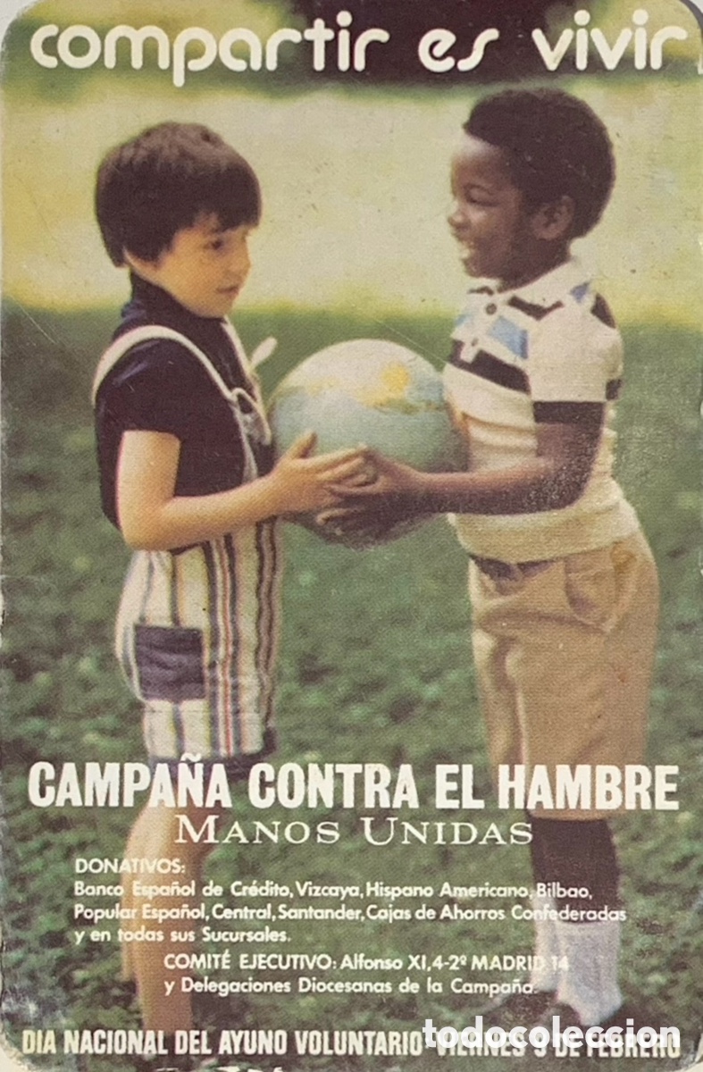 Coleccionismo calendarios: Calendario de bolsillo. Campa&ntilde;a contra el hambre. 1979.