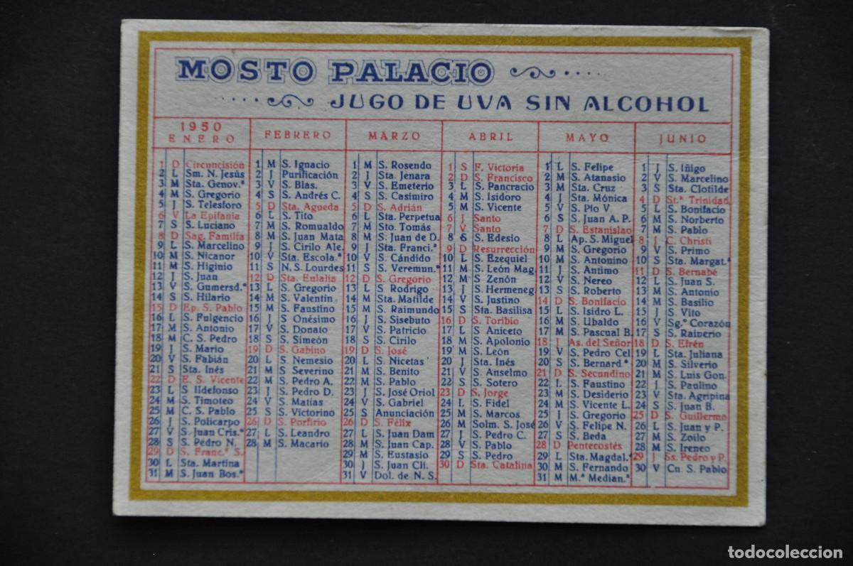Coleccionismo calendarios: CALENDARIO DE 1950 - MOSTO PALACIO