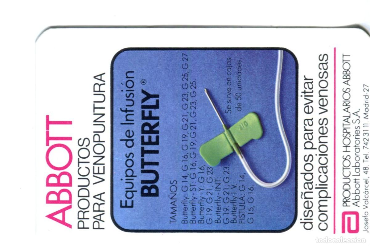 Coleccionismo calendarios: CALENDARIO FARMACIA ABBOTT Equipos de Infusion Butterfly A&ntilde;o 1981