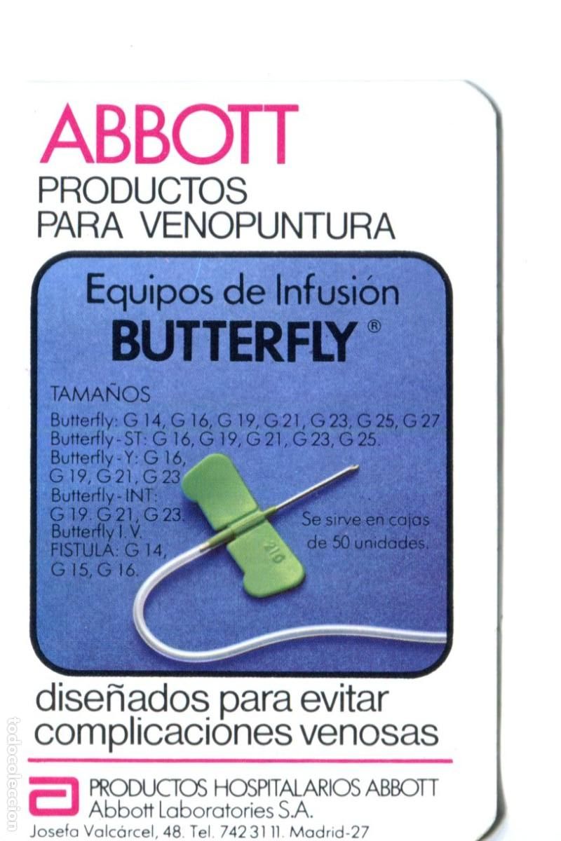 Coleccionismo calendarios: CALENDARIO FARMACIA ABBOTT Equipos de Infusion Butterfly A&ntilde;o 1981