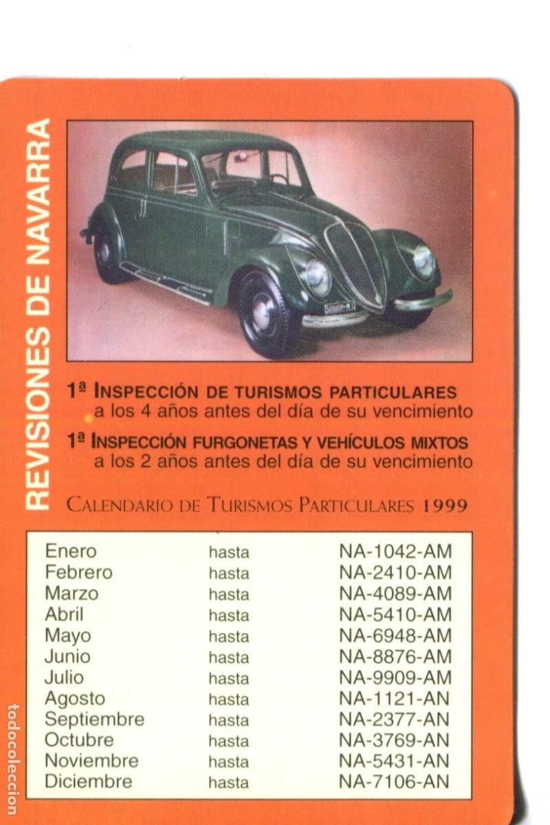 Coleccionismo calendarios: CALENDARIO DE BOLSILLO A&Ntilde;O 1999 REVISIONES DE NAVARRA ITV COCHES