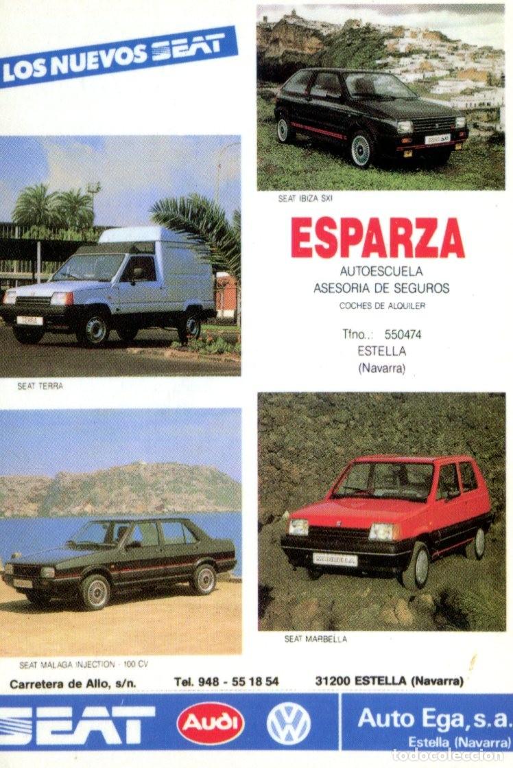 Coleccionismo calendarios: CALENDARIO BOLSILLO NO FOURNIER TRANSPORTE 1989 (COCHE / AUTO EGA - ESPARZA / ESTELLA)