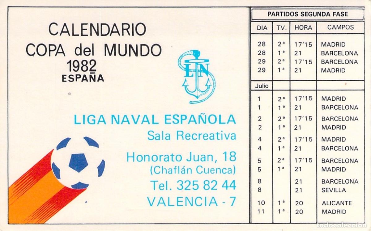 Coleccionismo calendarios: Calendario de partidos de la Copa del Mundo de f&uacute;tbol