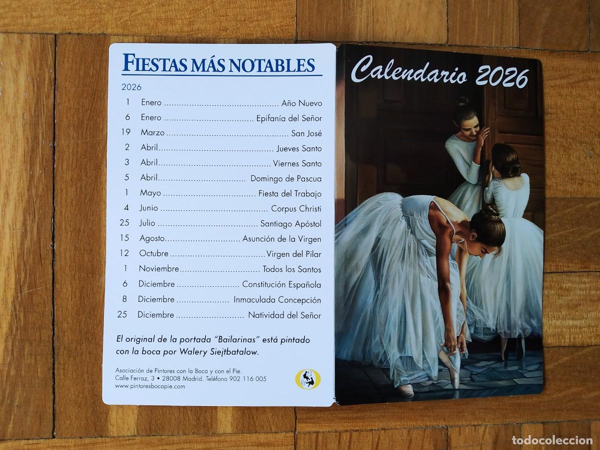Coleccionismo calendarios: CALENDARIO PUBLICITARIO ASOCIACION DE PINTORES CON LA BOCA Y EL PIE A&Ntilde;O 2026 VER FOTOS