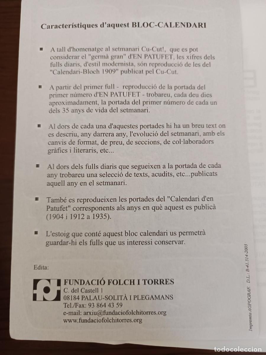Coleccionismo calendarios: Calendari Patufet Centenari - Foto 2
