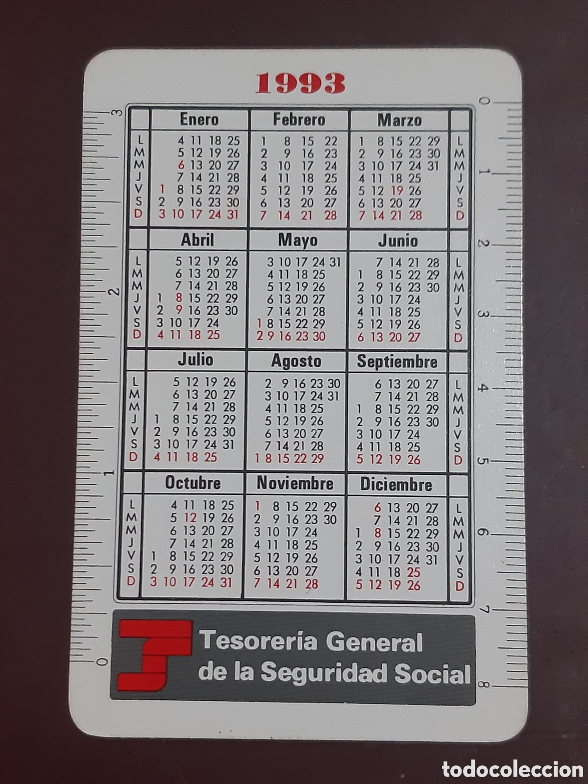 Coleccionismo calendarios: Calendario Tesorer&iacute;a Seguridad Social 1993