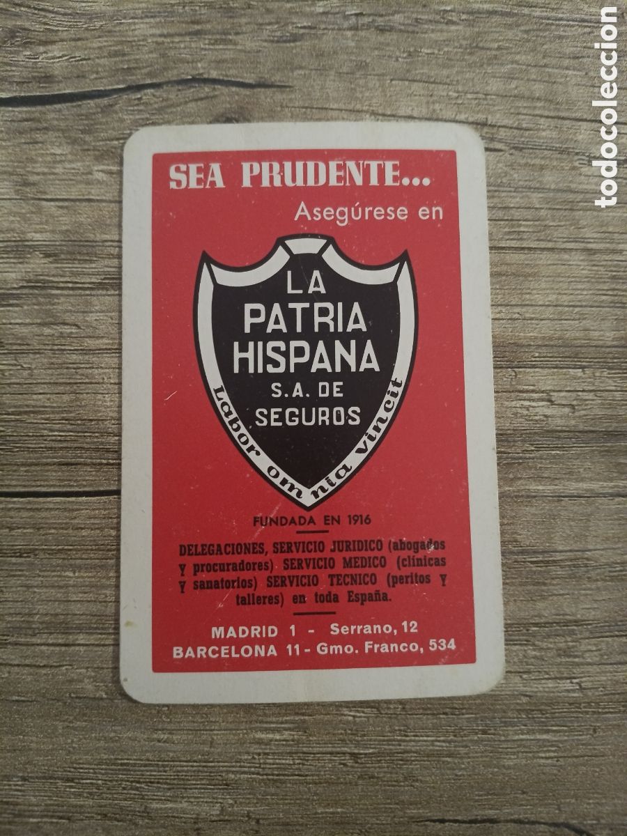 Coleccionismo calendarios: CALENDARIO FOURNIER A&Ntilde;O 1971 LA PATRIA HISPANA S.A. DE SEGUROS