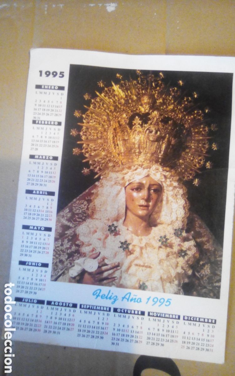 Coleccionismo calendarios: Virgen Desamparados. Calendario 1995. Asociaci&oacute;n Espa&ntilde;ola de Discapacitados (ANDIS) Donativo 200 pts