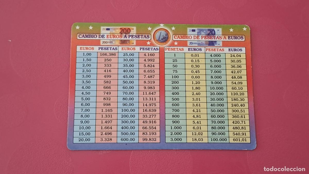 Coleccionismo calendarios: ANTIGUO CALENDARIO DE BOLSILLO CAMBIO EUROS A PESETAS A&Ntilde;O 2002