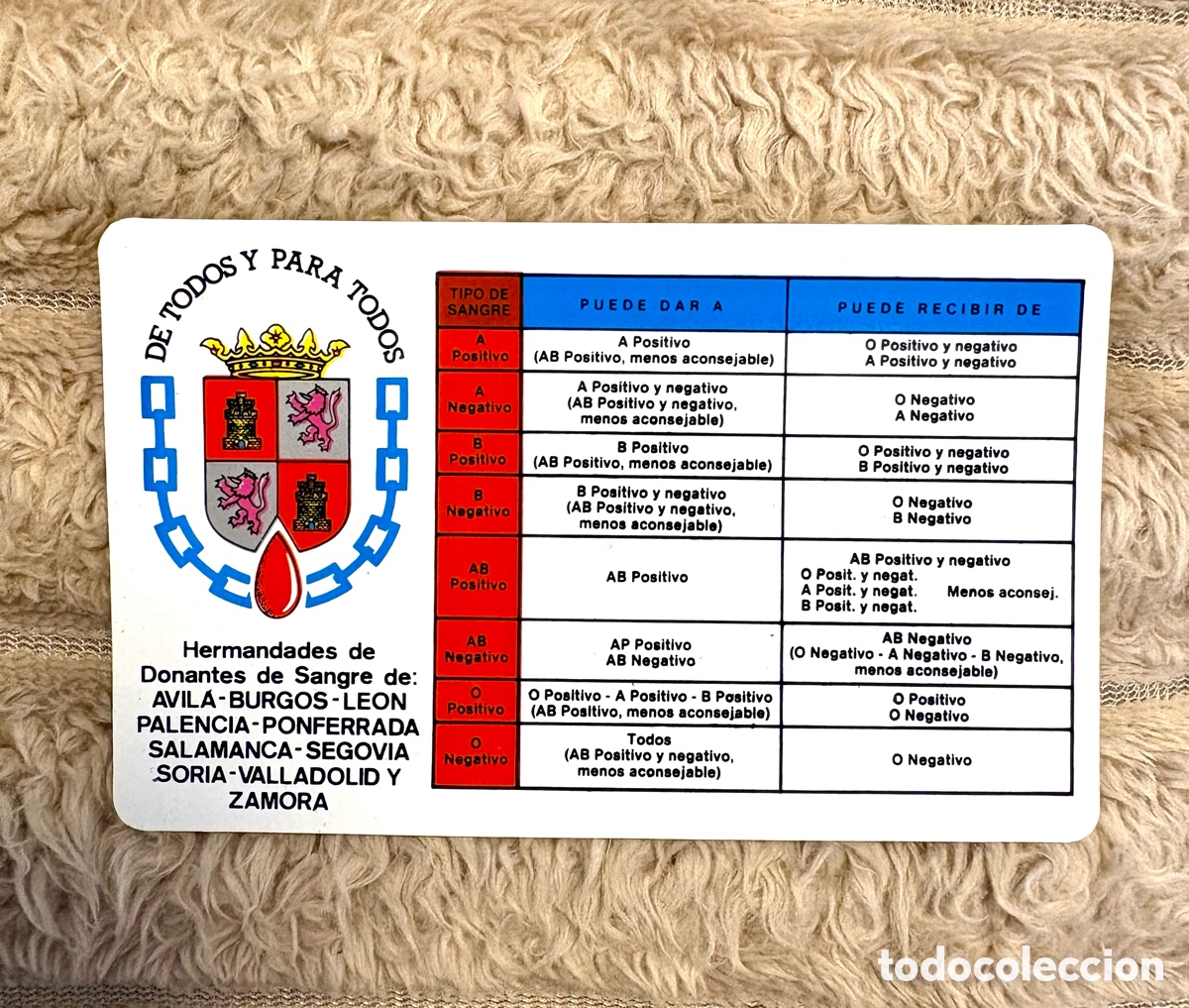 Coleccionismo calendarios: Calendario de Bolsillo Donantes de Sangre Castilla y Le&oacute;n - A&ntilde;o 1990 - Pl&aacute;stico R&iacute;gido