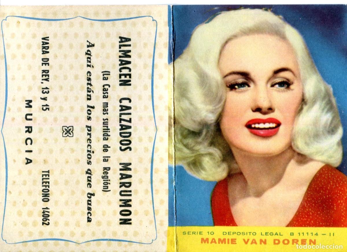 Coleccionismo calendarios: CALENDARIO CINE ARTISTA MAMIE VAN DOREN. ACTRIZ DE CINE ALMACEN CALZADOS MARUMON S A&Ntilde;O 1961
