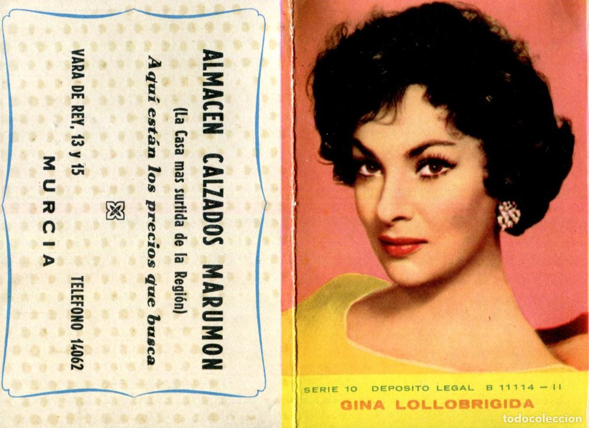 Collectables Calendars: CALENDARIO CINE ARTISTA GINA LOLLOBRIGIDA. ACTRIZ DE CINE ALMACEN CALZADOS MARUMON S A&Ntilde;O 1961
