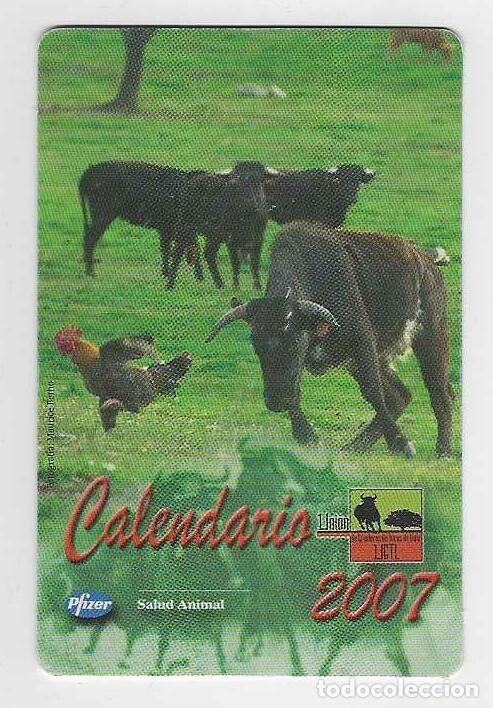 Coleccionismo calendarios: CALENDARIO BOLSILLO A&Ntilde;O 2007 FAUNA/ ANIMALES - GALLO Y TOROS - PFIZER - VER FOTO REVERSO