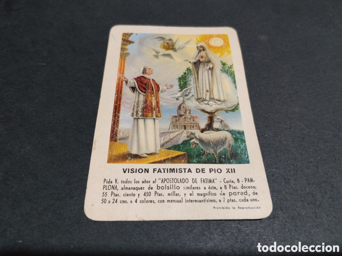 Coleccionismo calendarios: Calendario Fournier visi&oacute;n fatimista de pio Xll 1960