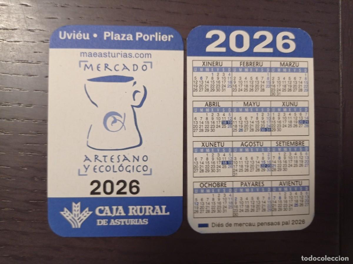 Coleccionismo calendarios: CALENDARIO PUBLICITARIO. CAJA RURAL DE ASTURIAS. MERCADO ARTESANO. UVIEU - PLAZA PORLIER. A&Ntilde;O 2026