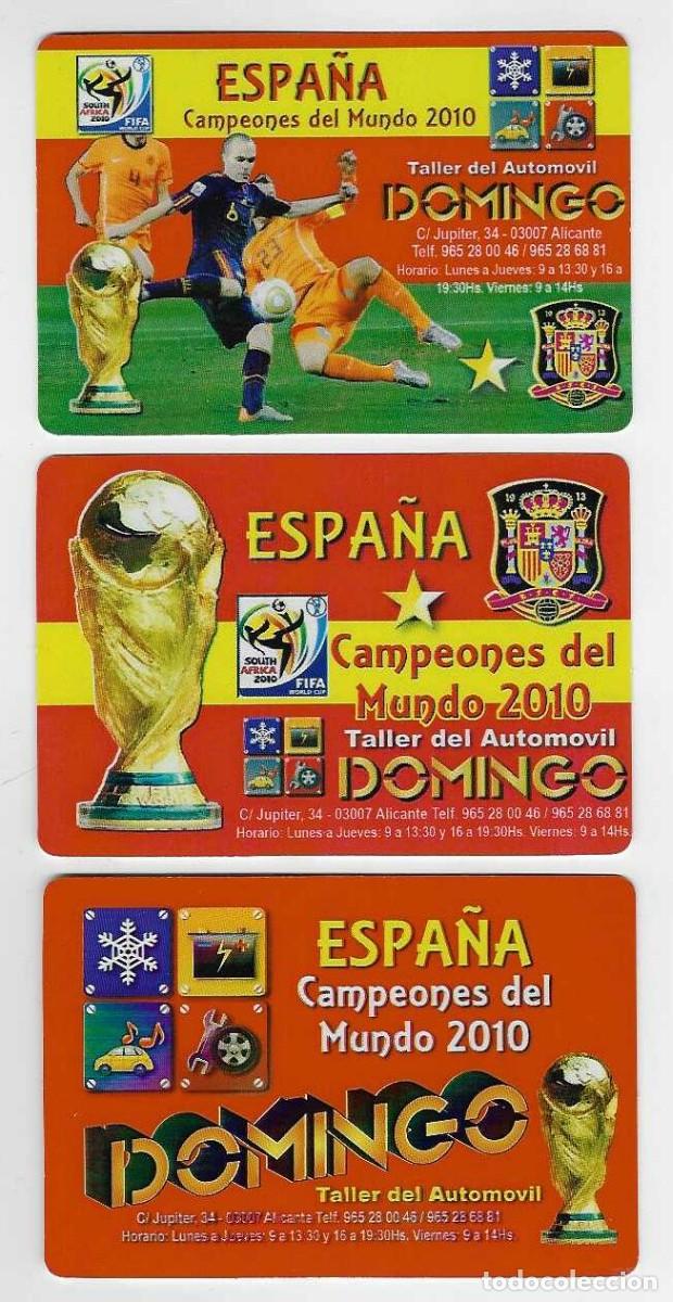 Coleccionismo calendarios: 3 CALENDARIOS BOLSILLO A&Ntilde;O 2011 F&Uacute;TBOL - ESPA&Ntilde;A CAMPEONA DEL MUNDO 2010 - VER FOTO REVERSOS