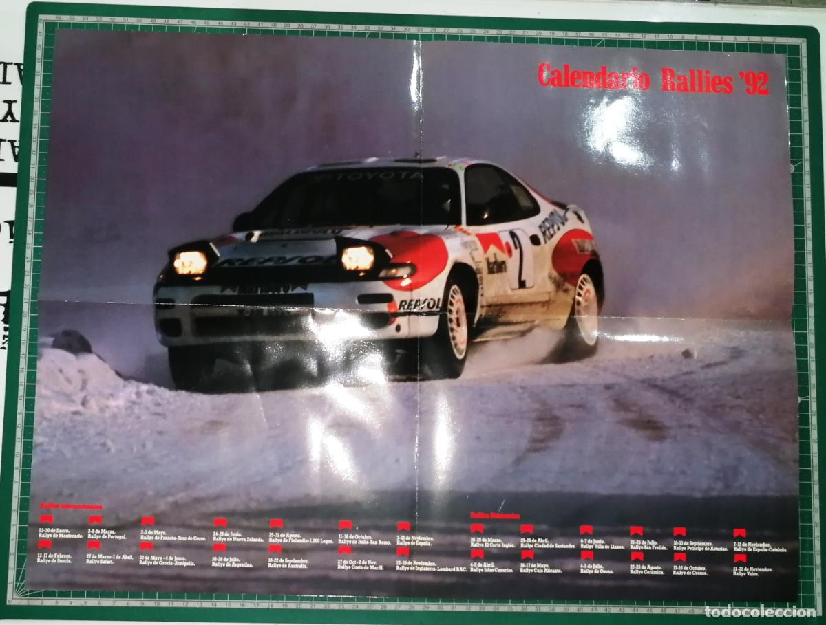 Coleccionismo calendarios: P&Oacute;STER. CALENDARIO MUNDIAL RALLIES '92 [RALLYES 1992]. Toyota Celica. &iquest;Rally Suecia?. Carlos S&aacute;inz,