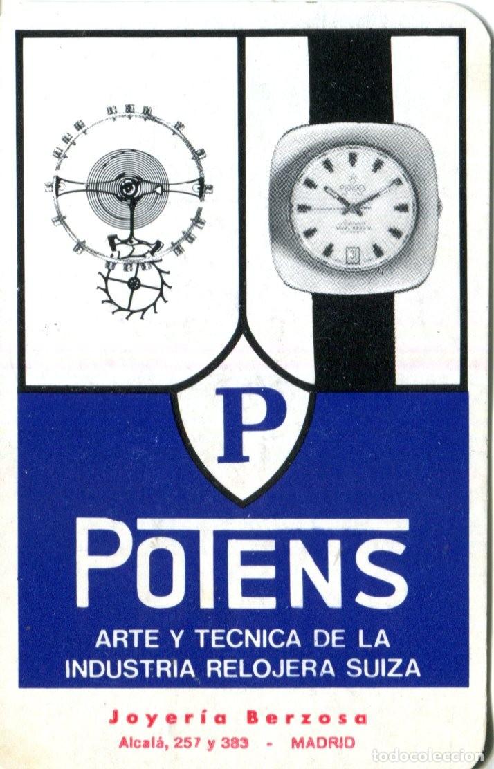 Coleccionismo calendarios: CALENDARIO A&Ntilde;O 1972 - RELOJ POTENS - JOYERIA BERZOSA EN MADRID TIPO FOURNIER