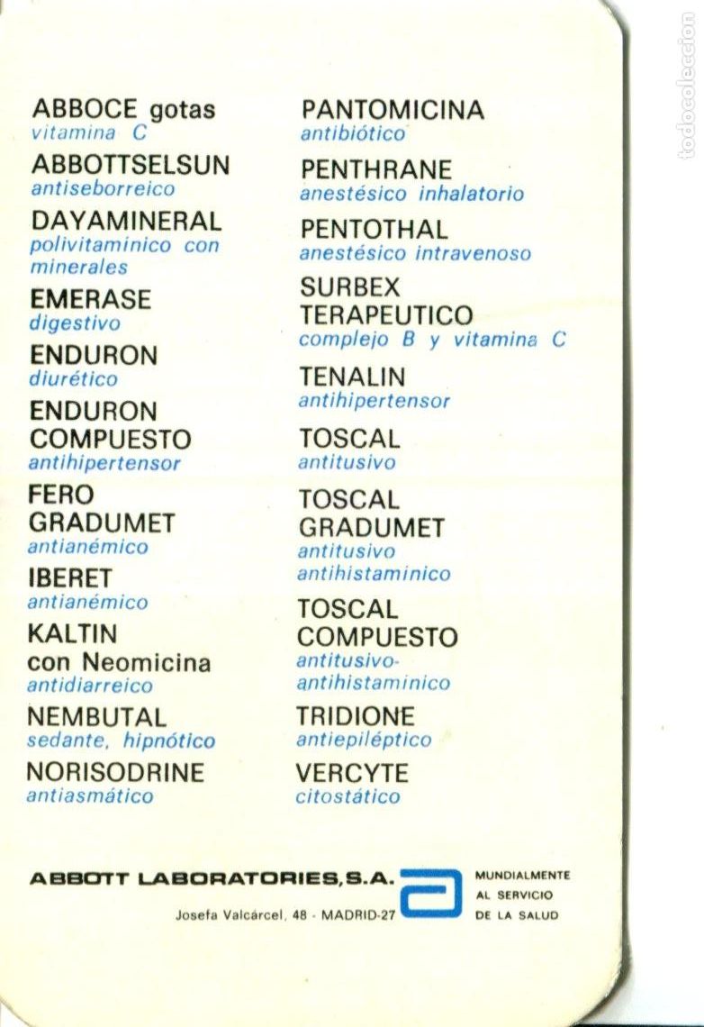 Coleccionismo calendarios: CALENDARIO PUBLICITARIO - ABBOTT LABORATORIES - (MEDICAMENTO - FARMACIA) A&Ntilde;O 1977 - VER FOTO