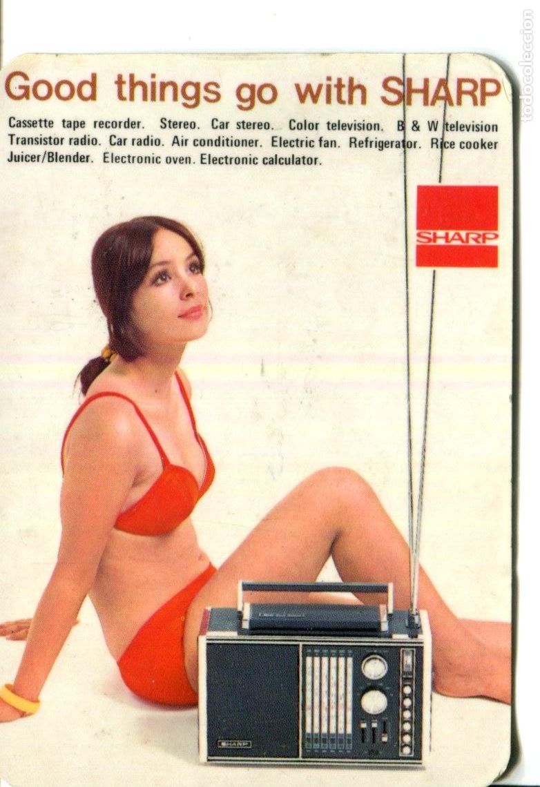 Coleccionismo calendarios: Calendario EXTRANJERO A&Ntilde;O 1971 RADIO CASSETE SHARP CHICA